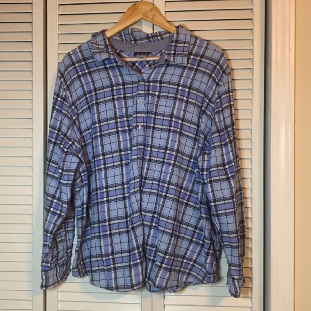 BASIC EDITIONS Long Sleeves Plaid Button Up Top Size 3X